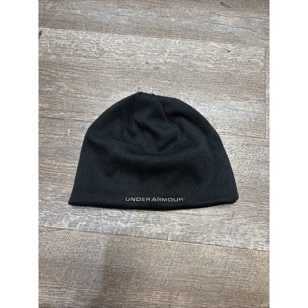 Under Armour Beanie Black Embroidered Logo One Size Hat Lined